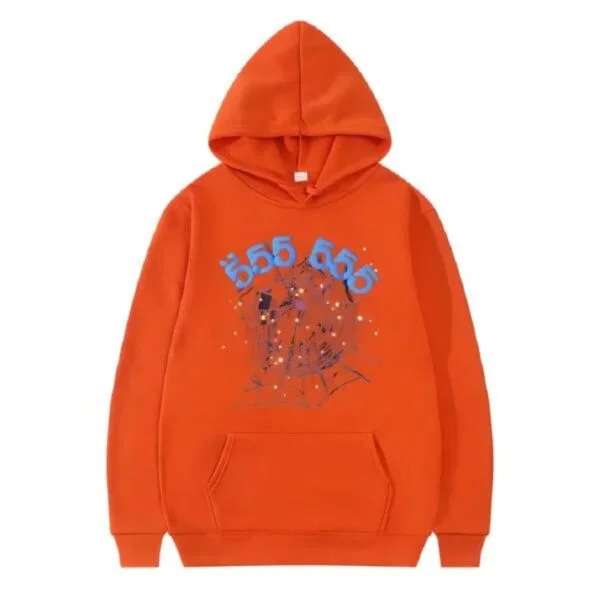 Sp5der 555555 Number Hoodie Men Orange