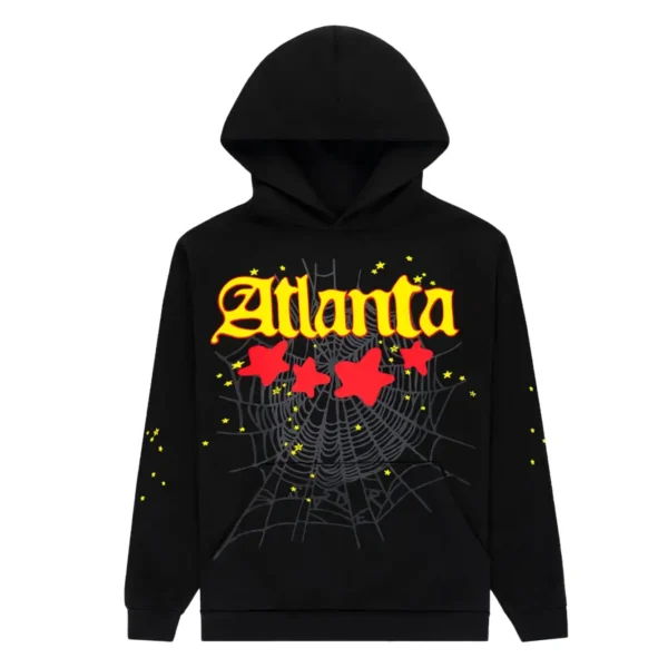 Sp5der Atlanta Star Print Hoodie Black