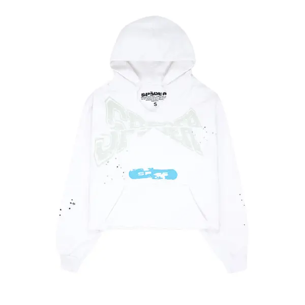 Sp5der Cropped Hoodie Eggshell