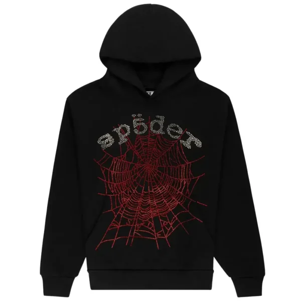 Sp5der Rhinestone OG Web V2 Hoodie Black